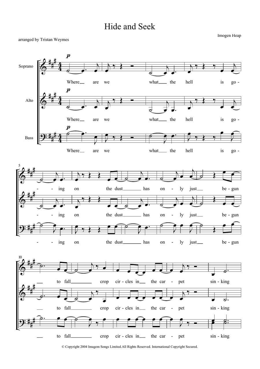 Hide And Seek Hide And Seek A Cappella scores gallery preview page 1