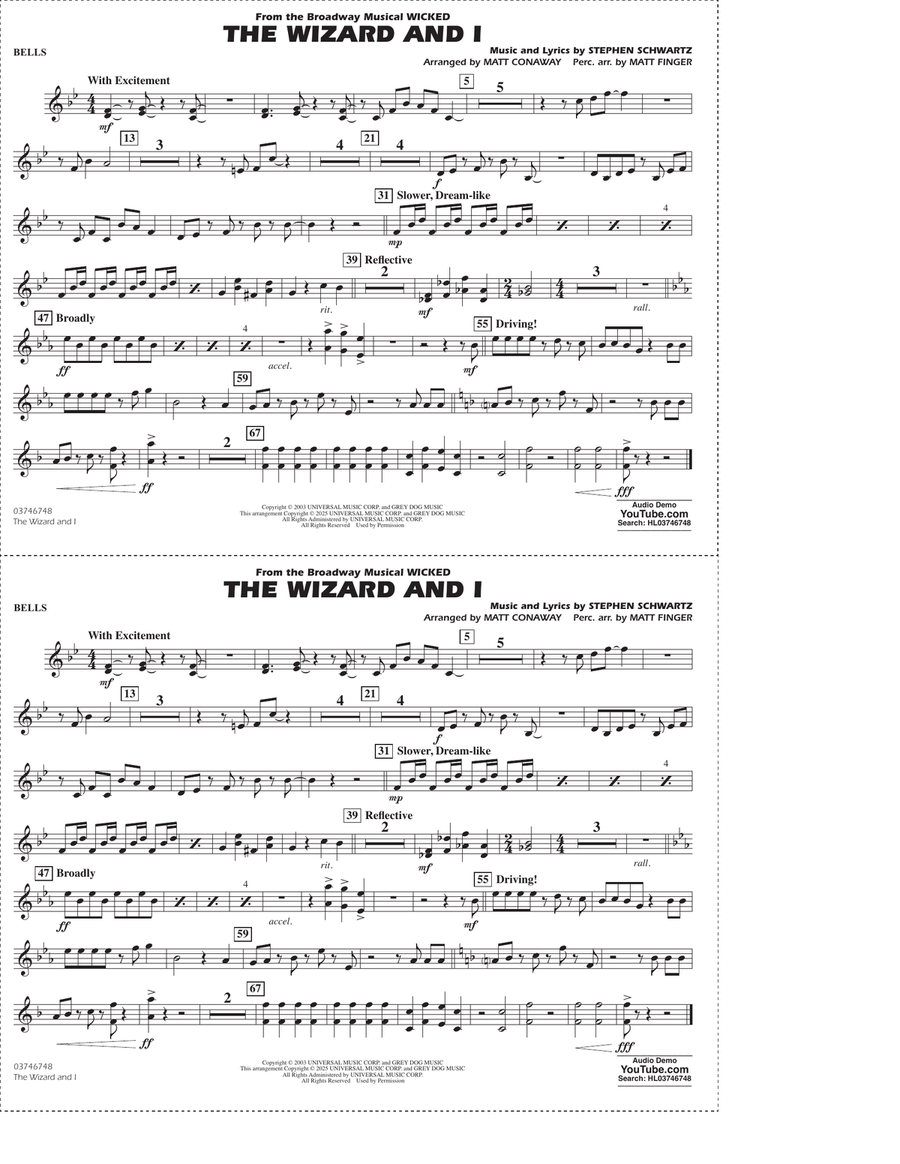 The Wizard and I (from Wicked) (arr. Matt Conaway & Matt Finger) - Bells Marching Band scores gallery preview page 1