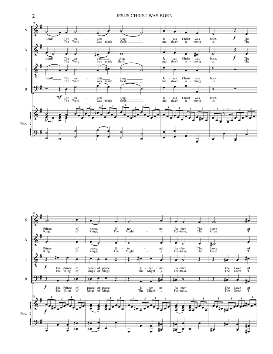 Jesus Christ Was Born (Choir & Piano) 4-Part scores gallery preview page 2