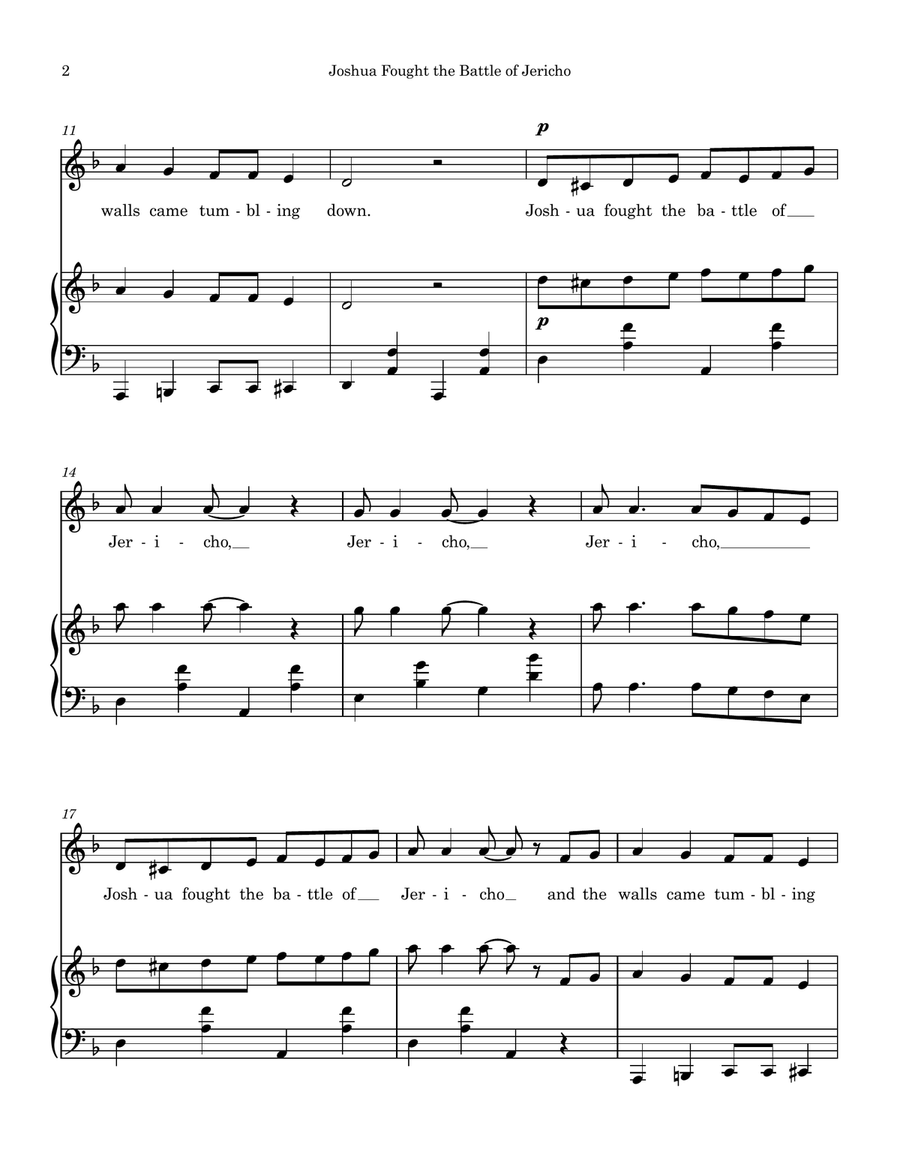 Joshua Fought the Battle of Jericho Piano, Vocal scores gallery preview page 2