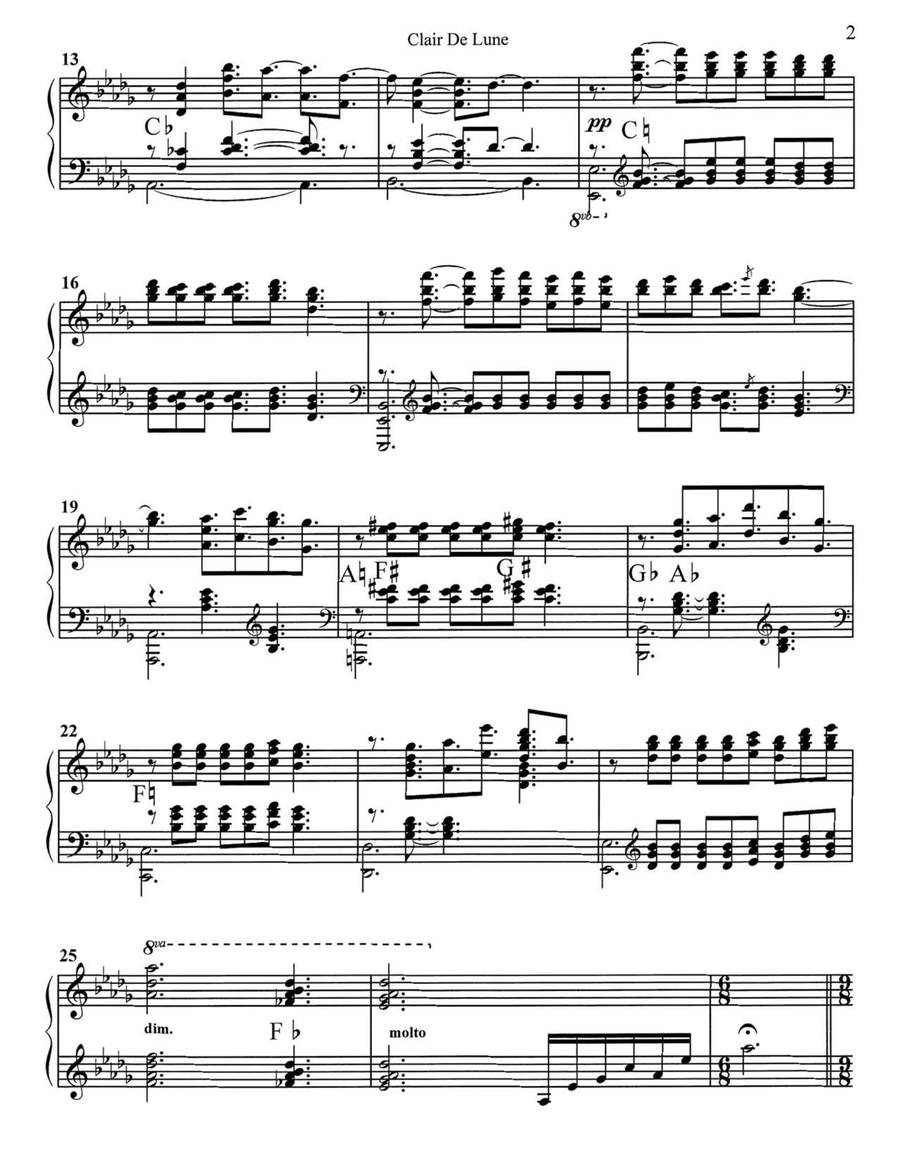 Clair De Lune for harp, flute, and cello Small Ensemble scores gallery preview page 3