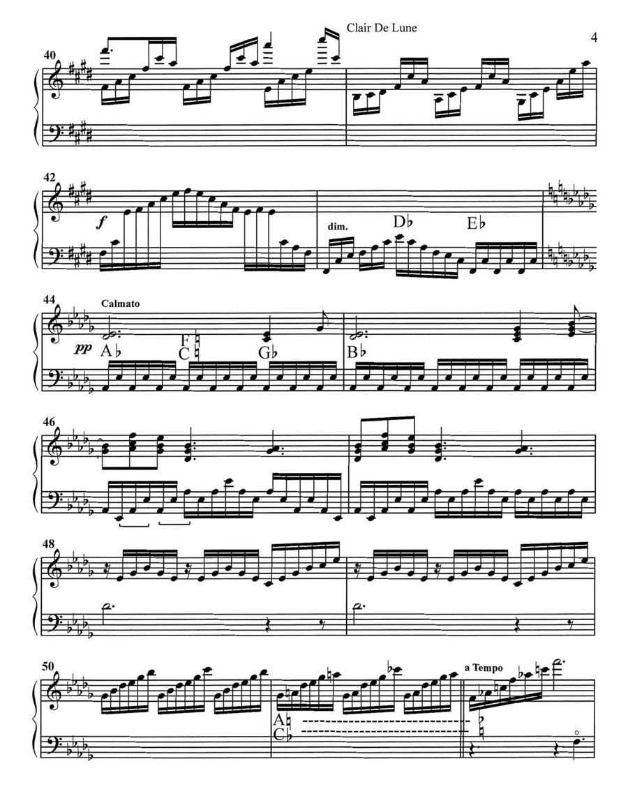 Clair De Lune for harp, flute, and cello Small Ensemble scores gallery preview page 5
