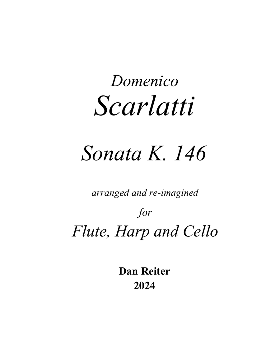 Scarlatti – Sonata K 146 – arranged for Flute, Harp, and Cello Small Ensemble scores gallery preview page 2