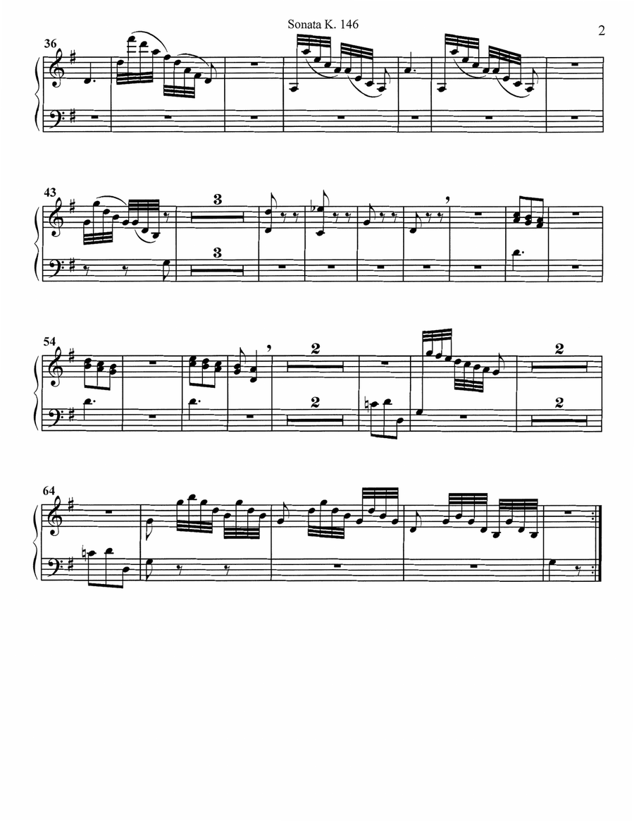 Scarlatti – Sonata K 146 – arranged for Flute, Harp, and Cello Small Ensemble scores gallery preview page 4