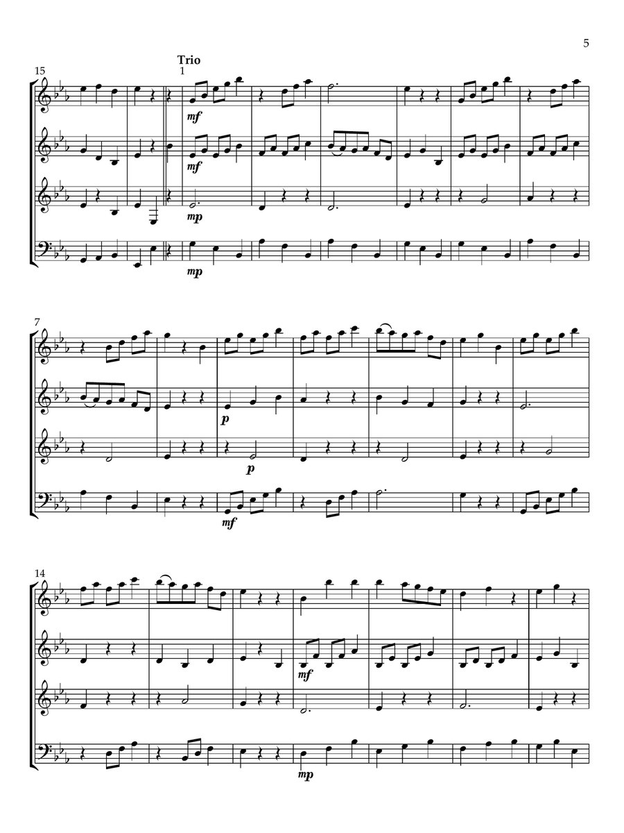 Six German Dances for Woodwind Quartet Woodwind Quartet scores gallery preview page 5
