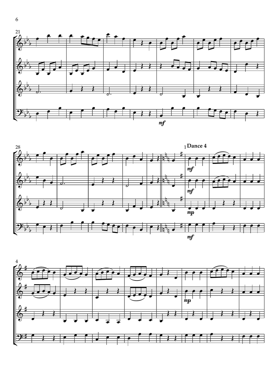 Six German Dances for Woodwind Quartet Woodwind Quartet scores gallery preview page 6