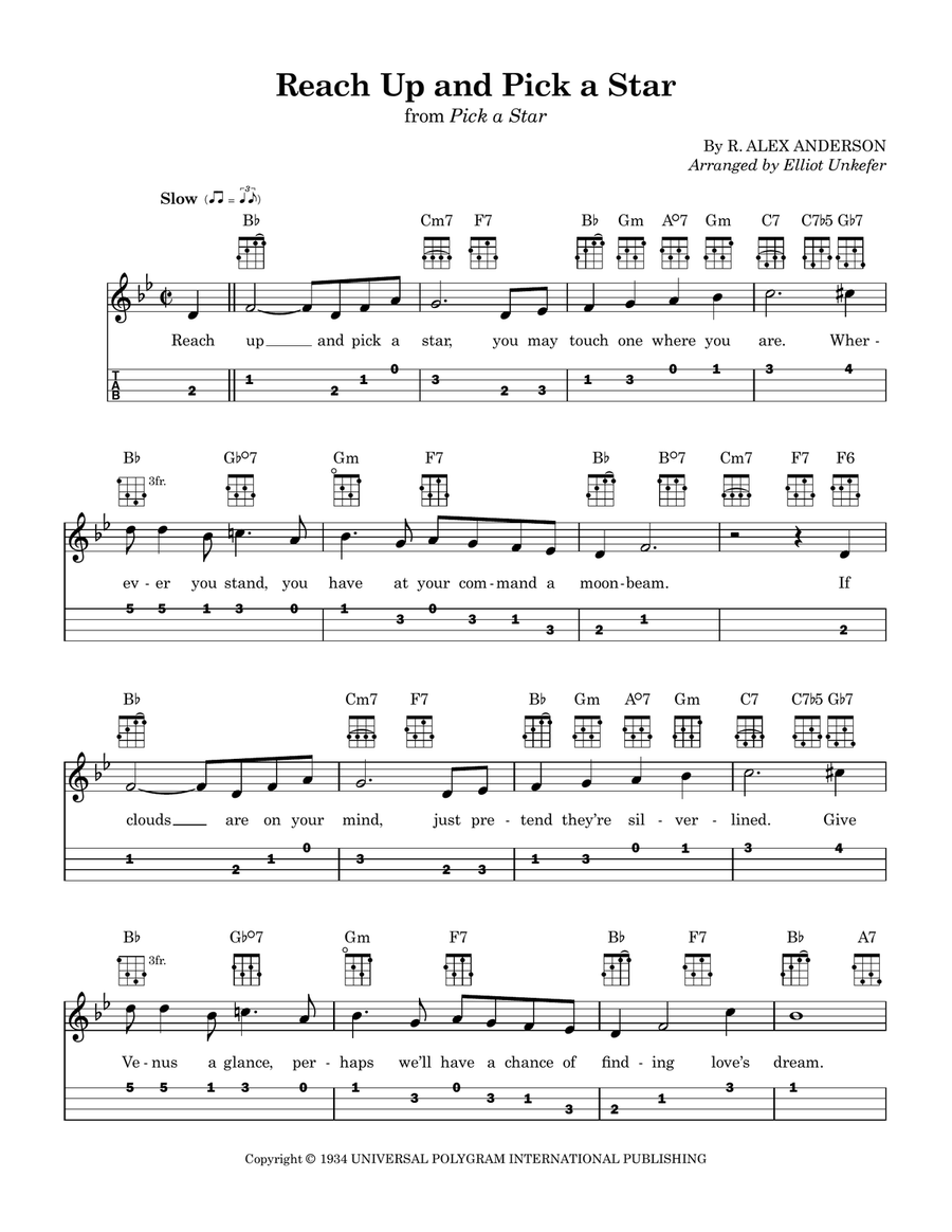 Reach Up And Pick A Star Reach Up And Pick A Star Ukulele scores gallery preview page 1