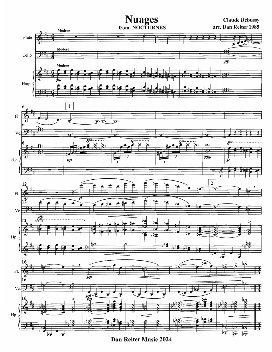 Nuage for harp, flute, and cello Small Ensemble scores gallery preview page 6
