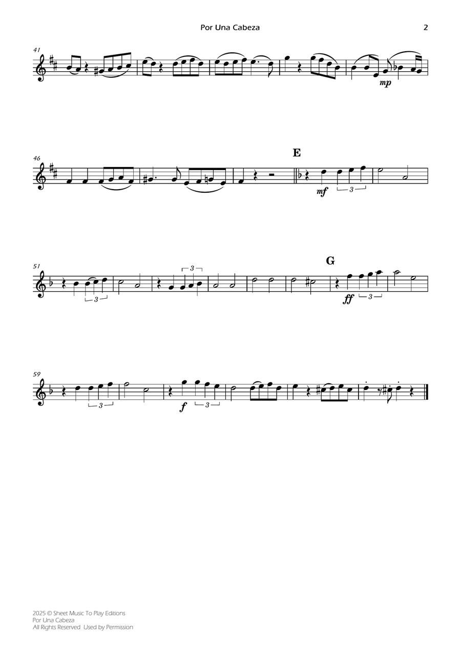 Por Una Cabeza - Sax Quartet (Individual Parts) Saxophone Quartet scores gallery preview page 3