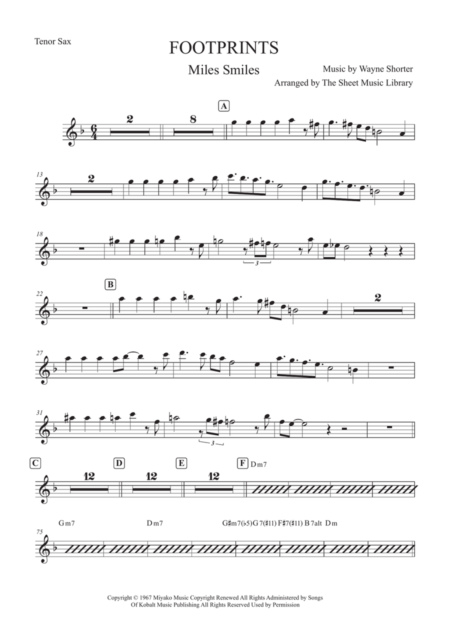 Footprints Footprints Tenor Saxophone scores gallery preview page 1