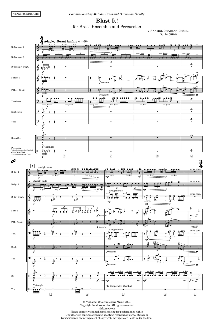 Blast It! (Brass Ensemble and Percussion) Brass Ensemble scores gallery preview page 3