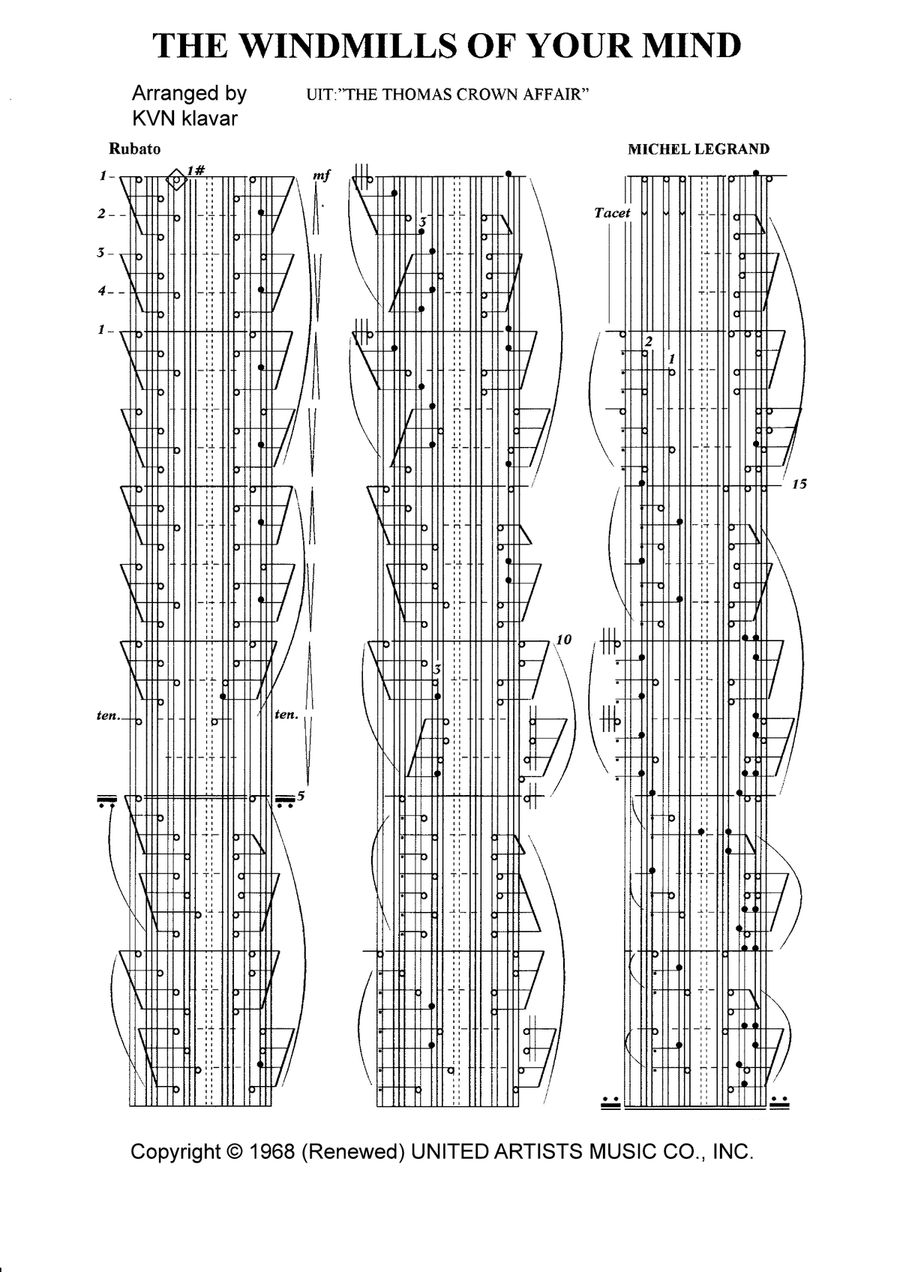 The Windmills Of Your Mind Piano, Vocal scores gallery preview page 1