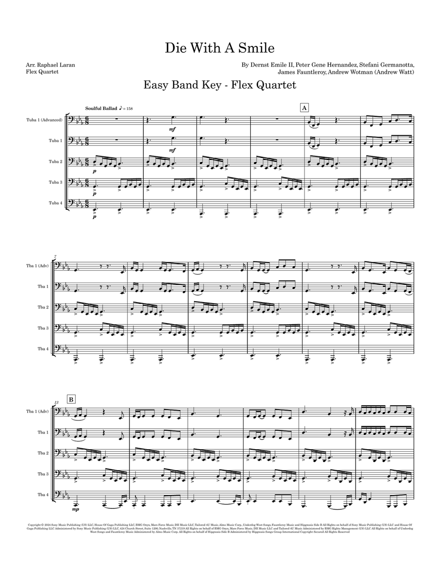 Die With A Smile Small Ensemble scores gallery preview page 1
