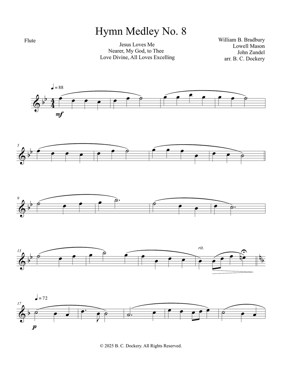 Hymn Medley No. 8 (Flute and Clarinet Duet) Woodwind Duet scores gallery preview page 4