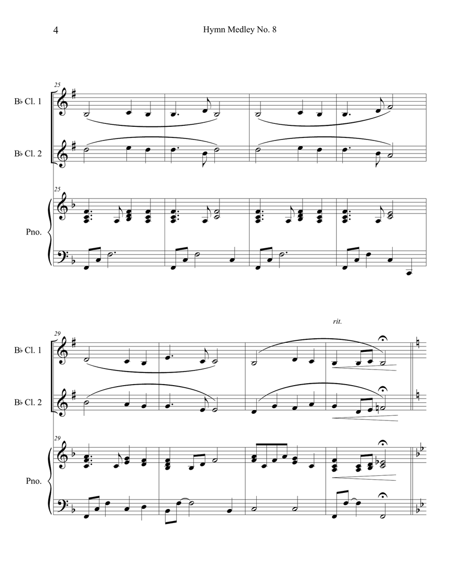 Hymn Medley No. 8 (Clarinet Duet with Piano Accompaniment) Clarinet Duet scores gallery preview page 4