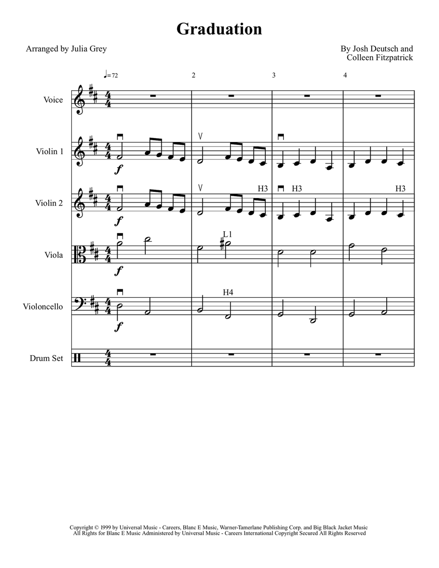 Graduation (Friends Forever) String Orchestra scores gallery preview page 1