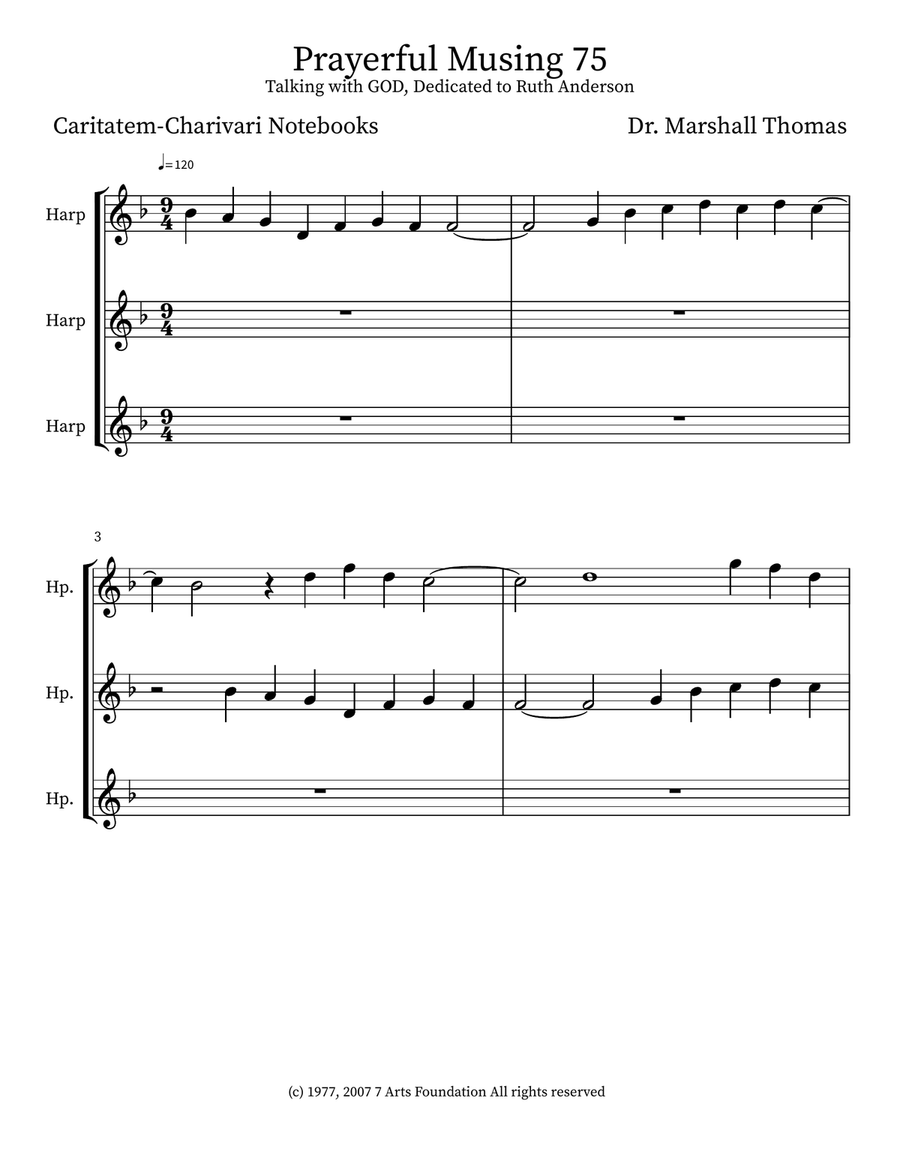 Prayerful Musing 75 Small Ensemble scores gallery preview page 1