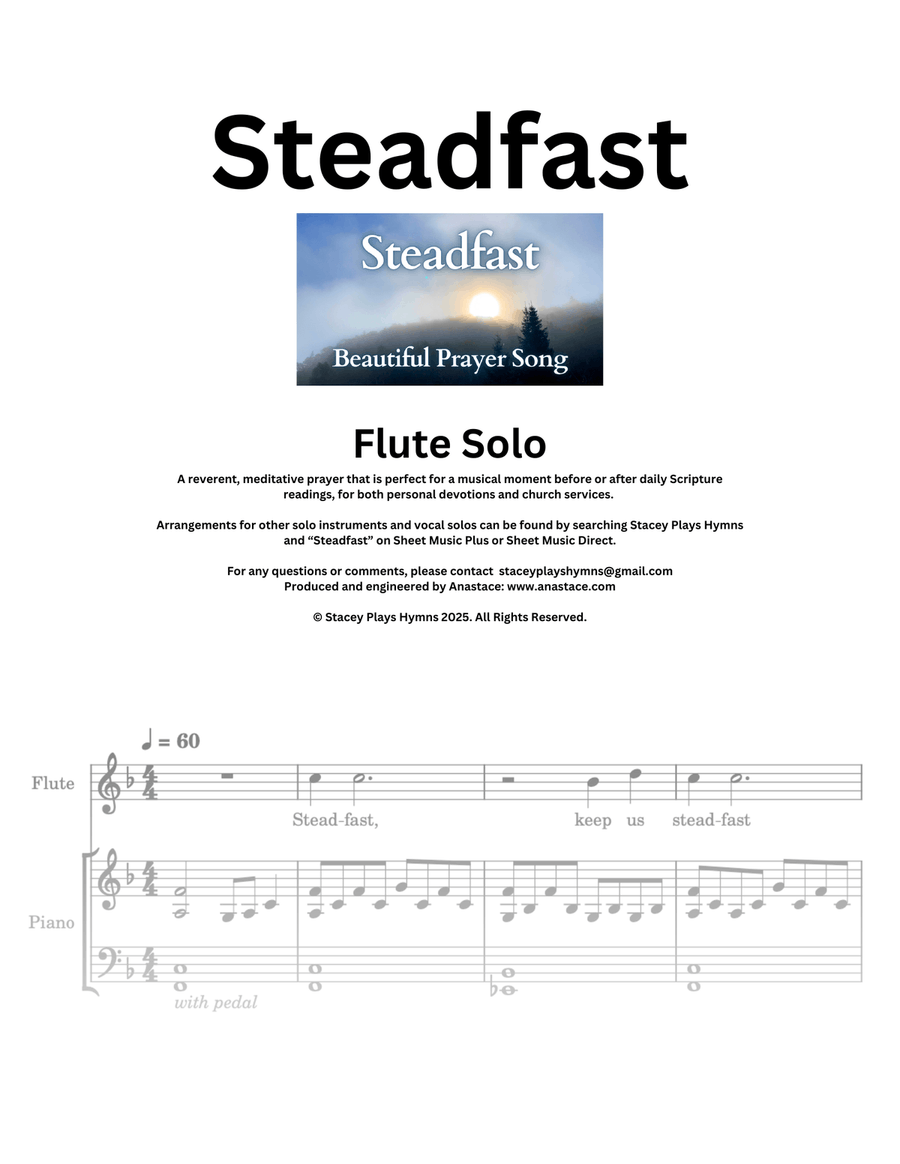 Steadfast - Beautiful Flute Solo for Scripture Readings in Church Services and Devotions Flute Solo scores gallery preview page 1