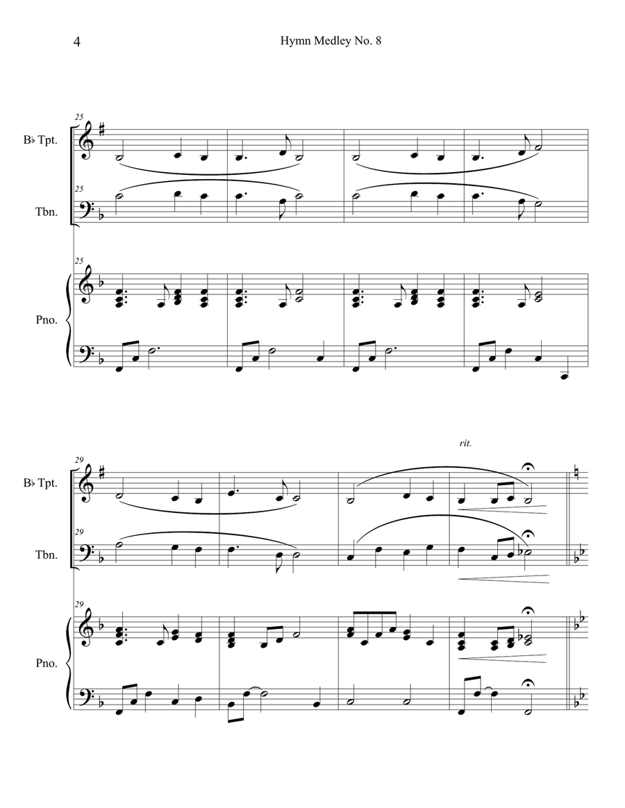 Hymn Medley No. 8 (Trumpet and Trombone Duet with Piano Accompaniment) Brass Duet scores gallery preview page 4