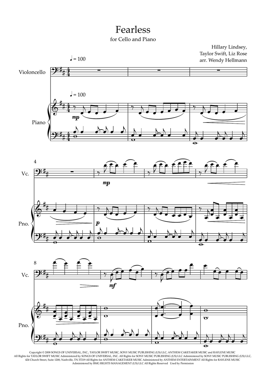 Fearless Piano scores gallery preview page 1