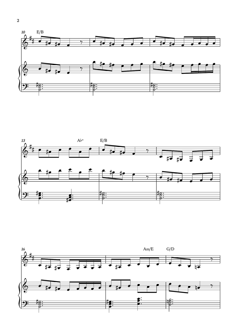 E. Grieg - Morning Mood - Peer Gynt Suite No. 1, Op. 46: for trumpet with accompaniment and chords B-Flat Trumpet scores gallery preview page 2
