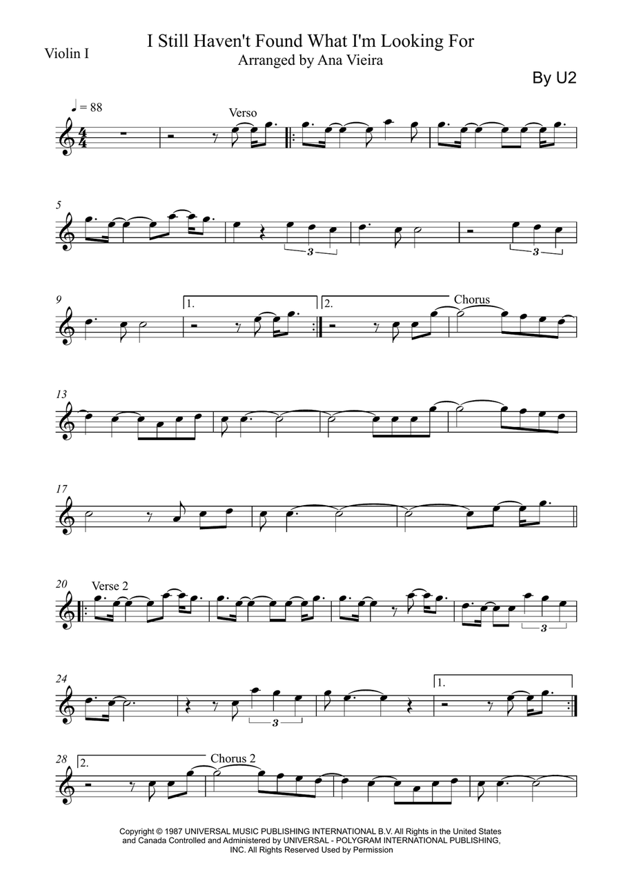 I Still Haven't Found What I'm Looking For String Quartet scores gallery preview page 6