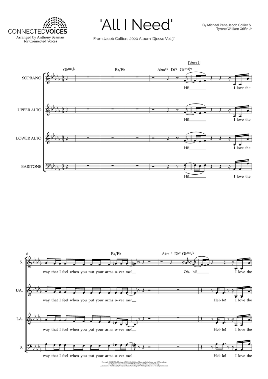 All I Need All I Need 4-Part scores gallery preview page 1