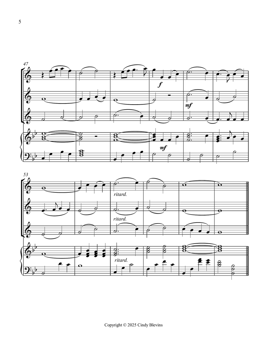 How Great Thou Art, for Three Clarinets and Piano Small Ensemble scores gallery preview page 6