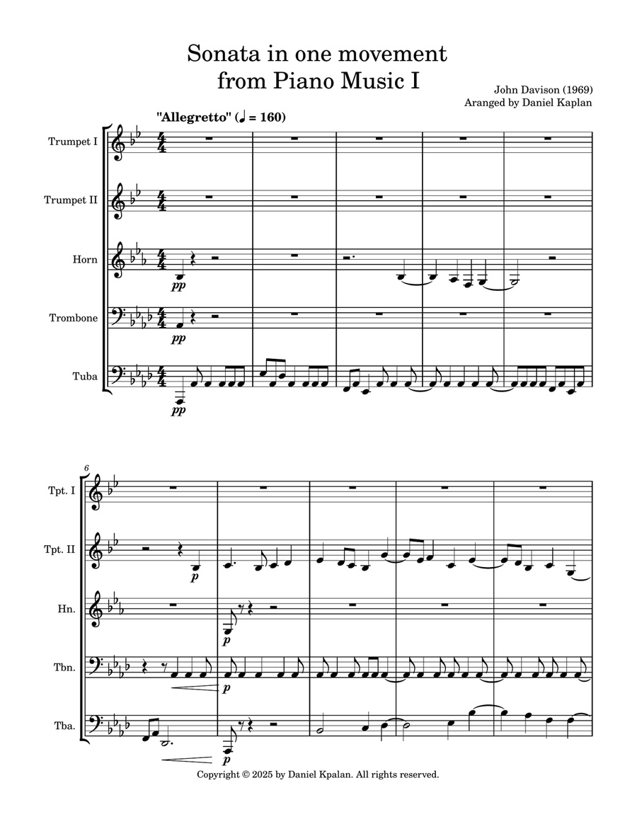 Sonata (in one movement) from Piano Music I Brass Ensemble scores gallery preview page 1