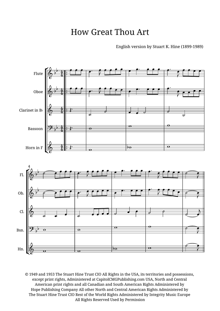 How Great Thou Art Woodwind Quintet scores gallery preview page 1