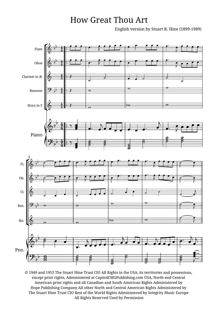 How Great Thou Art Small Ensemble scores gallery preview page 1