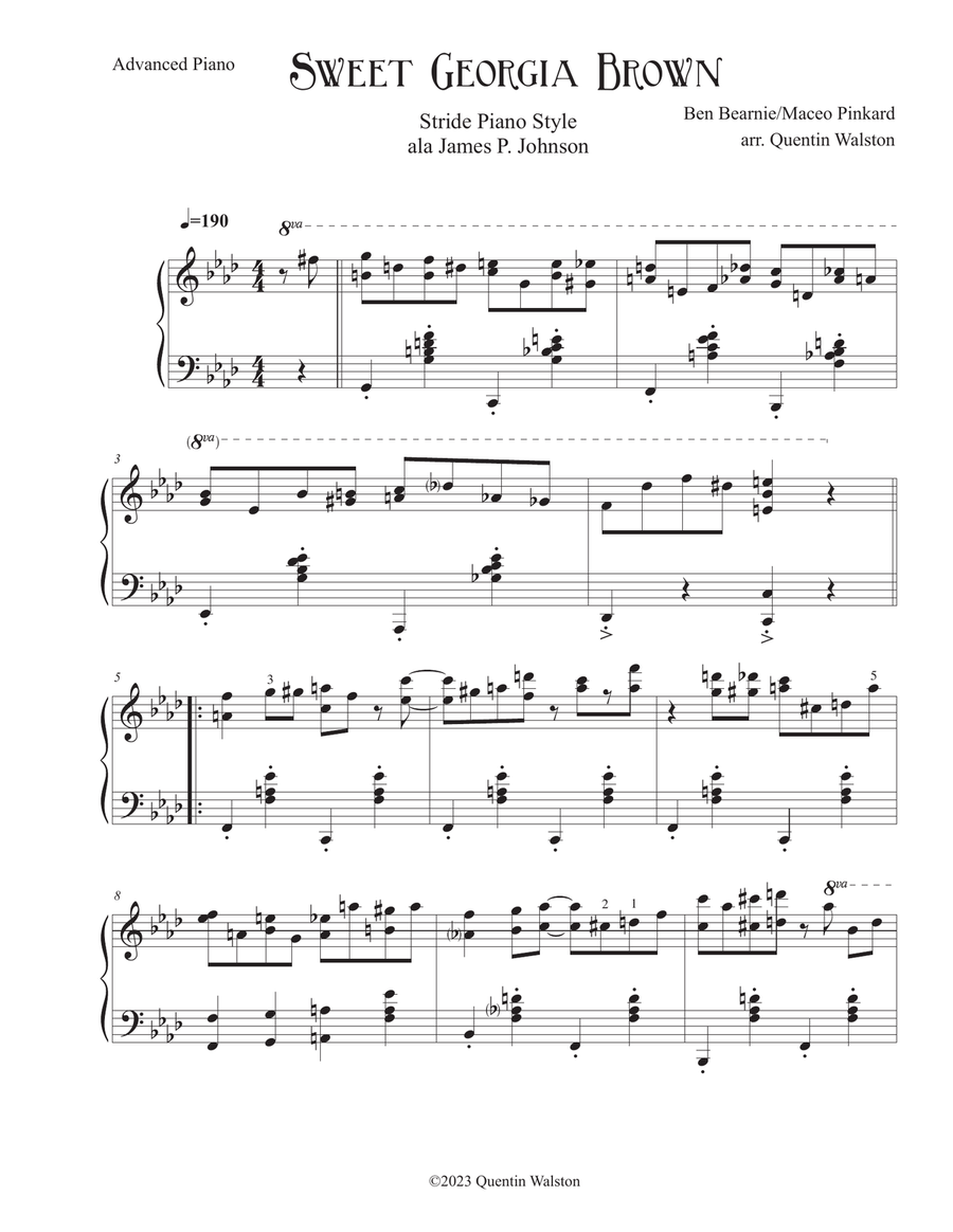 Sweet Georgia Brown Piano Solo scores gallery preview page 1