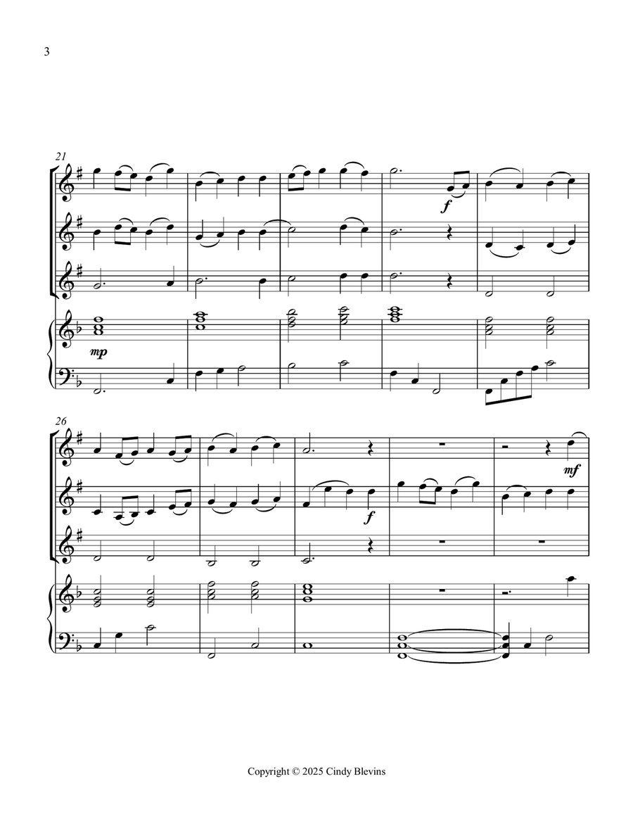 I Sing the Mighty Power of God, for Three Clarinets and Piano Small Ensemble scores gallery preview page 4