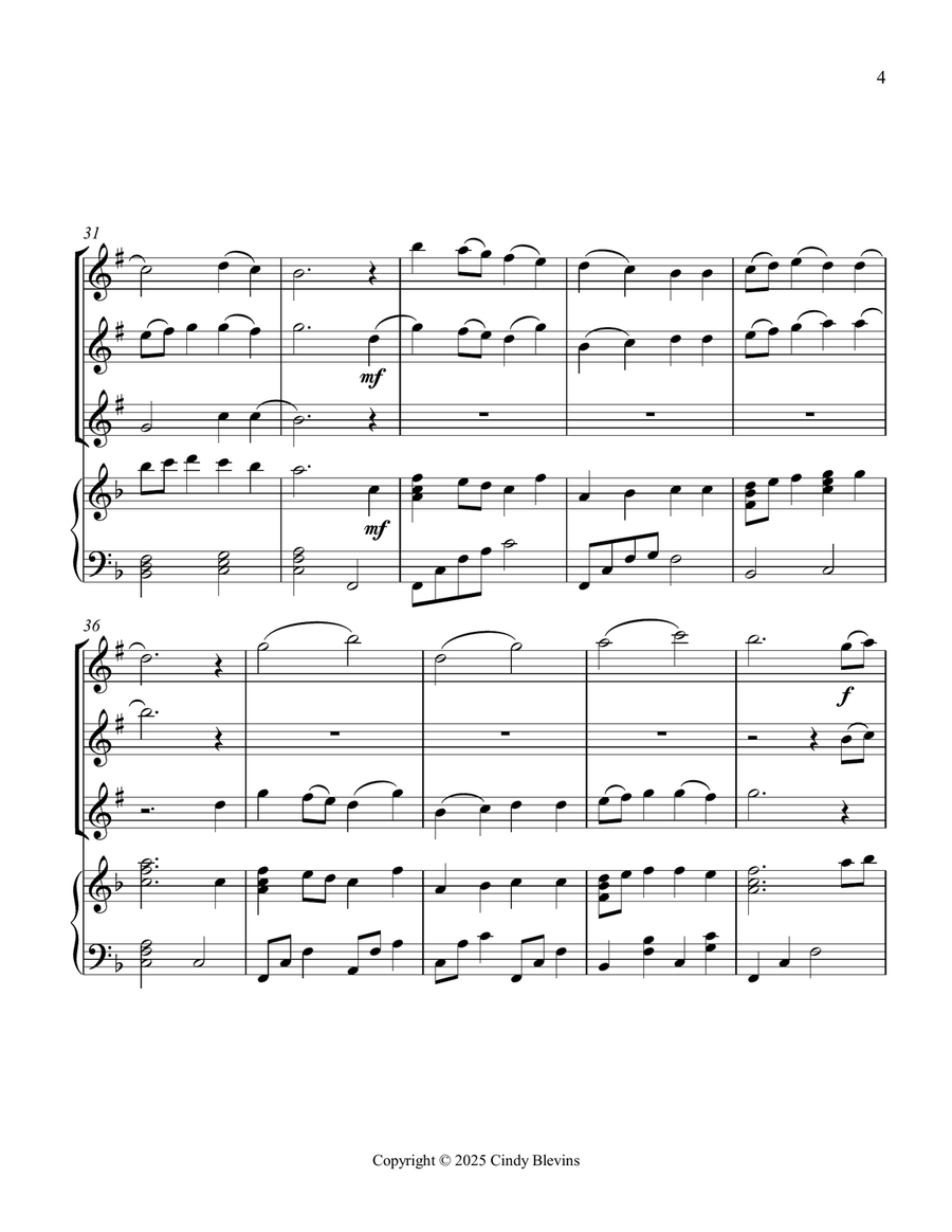 I Sing the Mighty Power of God, for Three Clarinets and Piano Small Ensemble scores gallery preview page 5