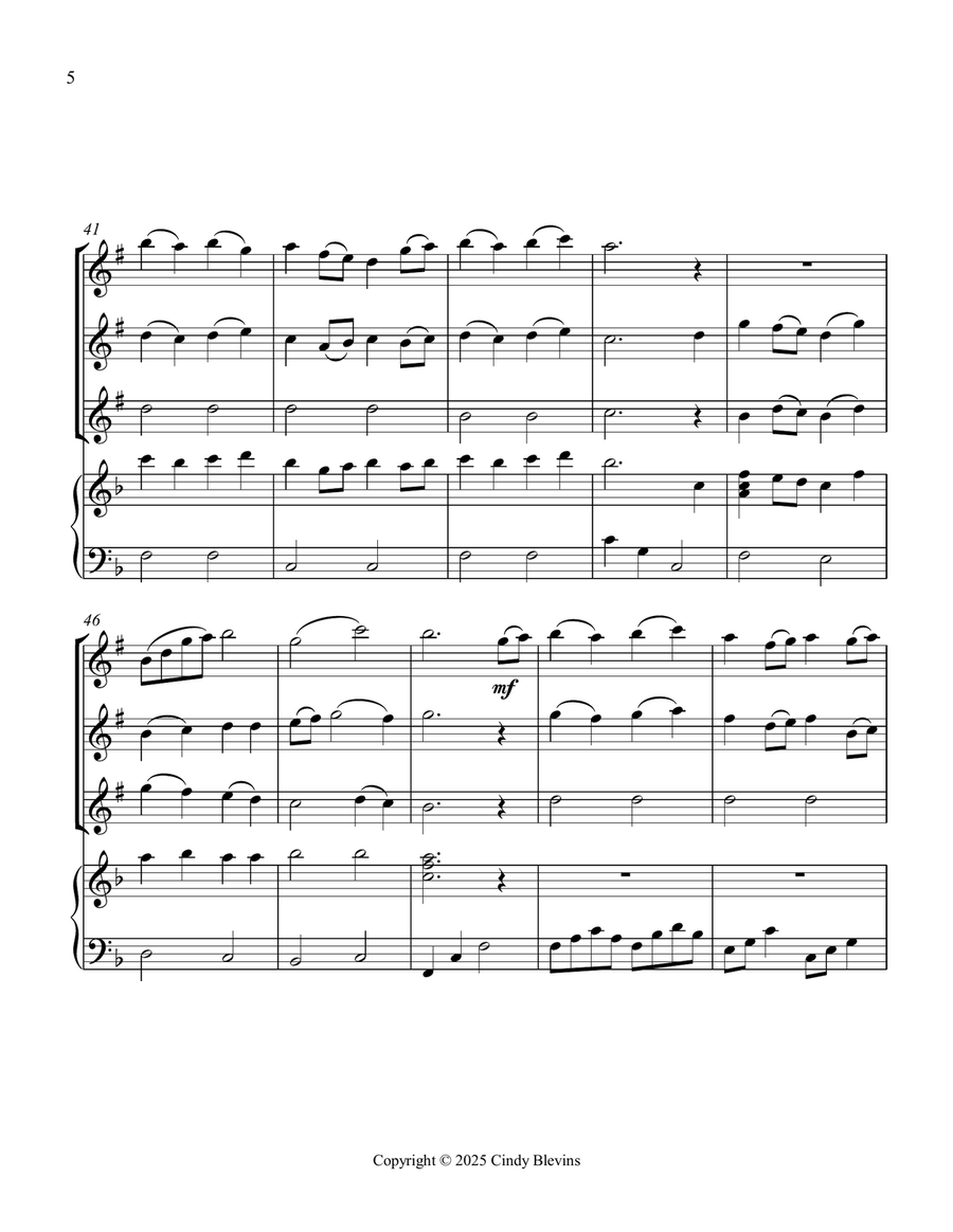 I Sing the Mighty Power of God, for Three Clarinets and Piano Small Ensemble scores gallery preview page 6