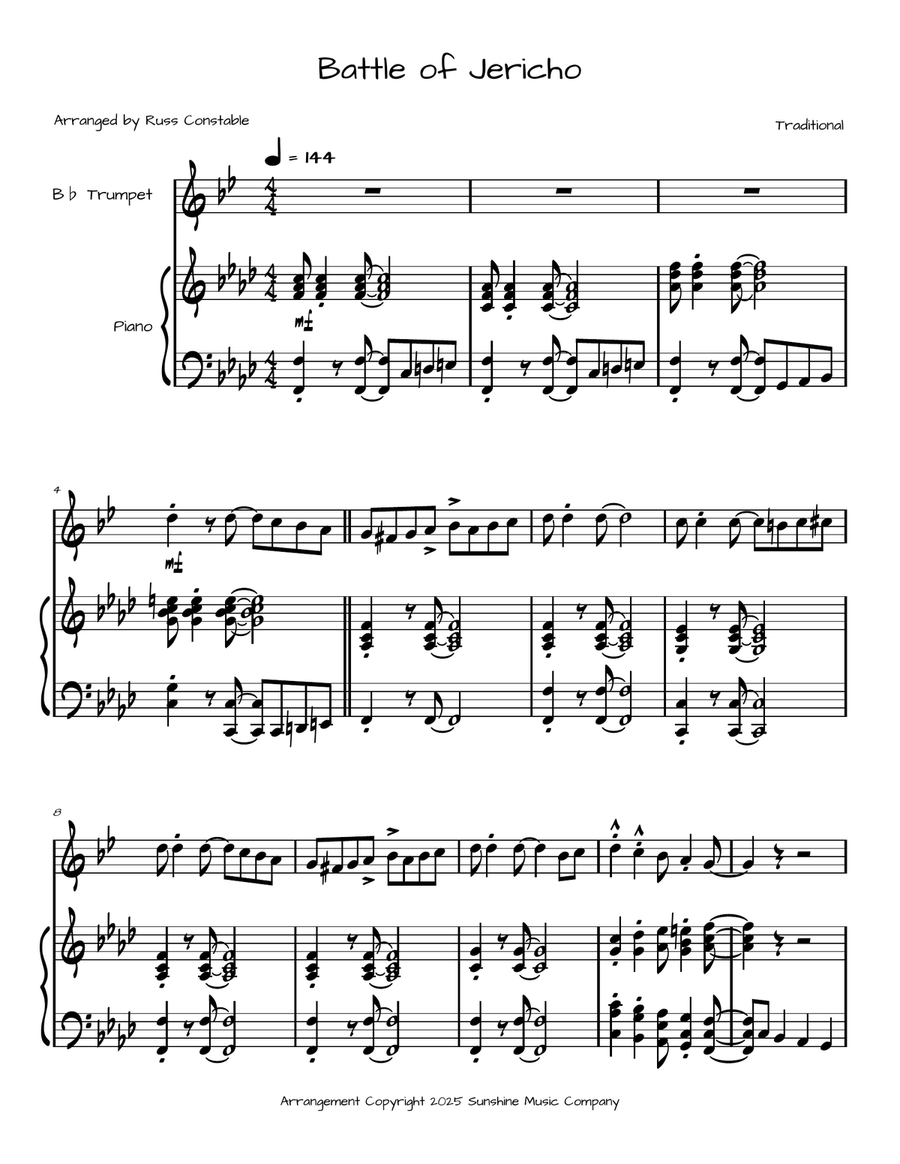 Battle of Jericho Battle of Jericho B-Flat Trumpet scores gallery preview page 1