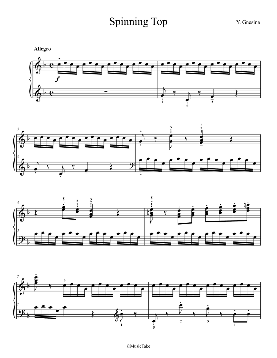 Gnesina Spinning Top Gnesina Spinning Top Easy Piano scores gallery preview page 1