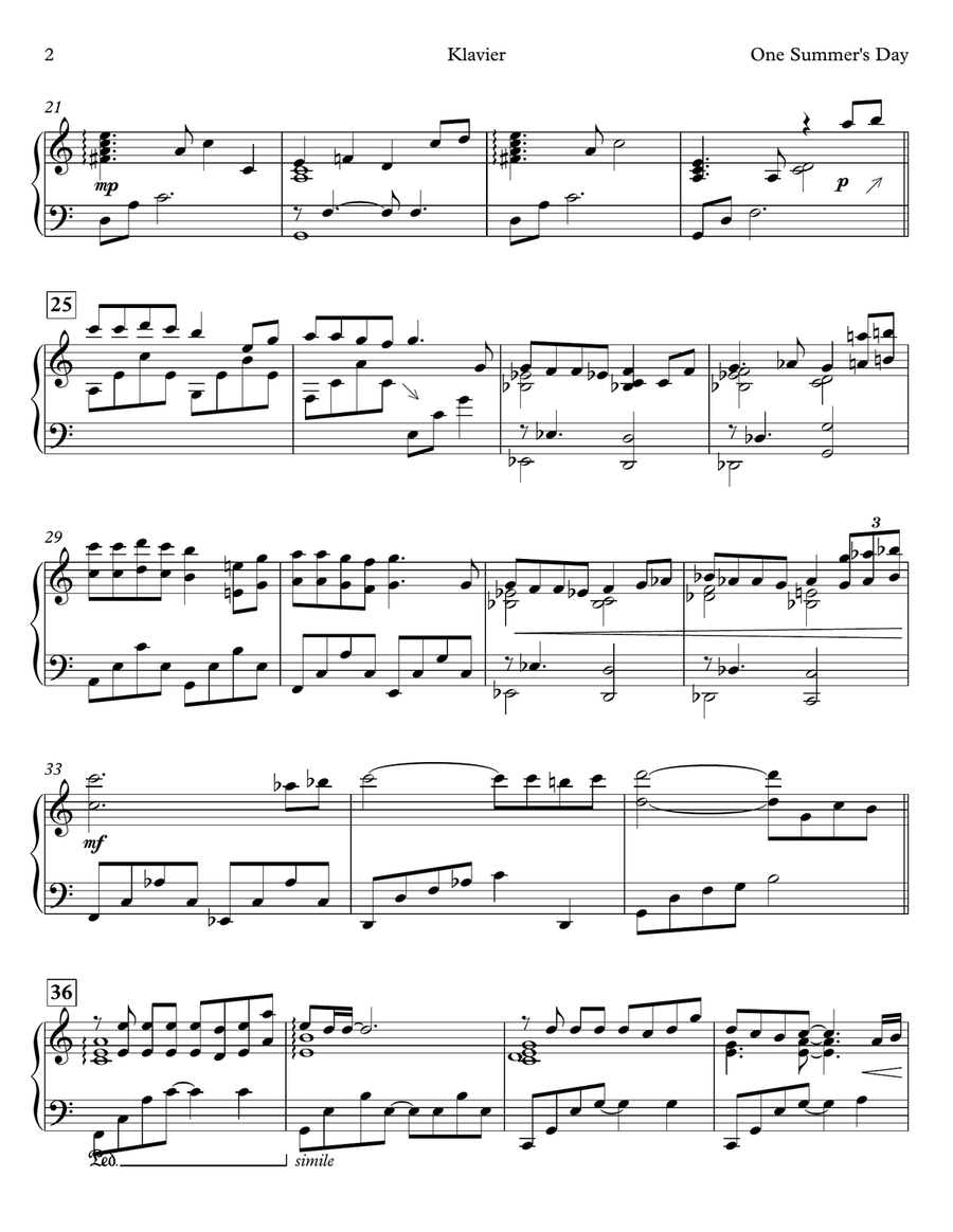 One Summer's Day Easy Piano scores gallery preview page 2