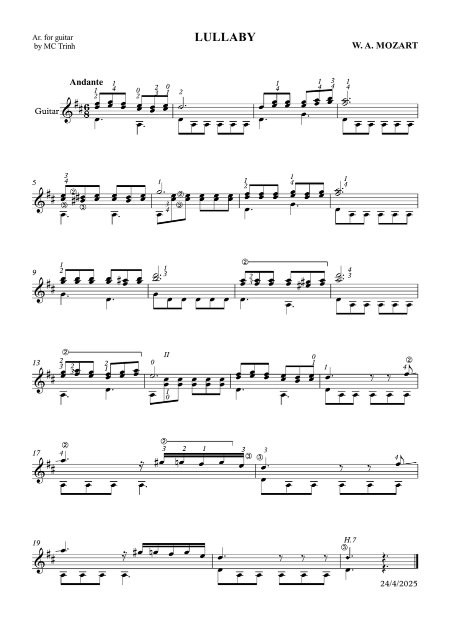 LULLABY K. 350 LULLABY K. 350 Acoustic Guitar scores gallery preview page 1