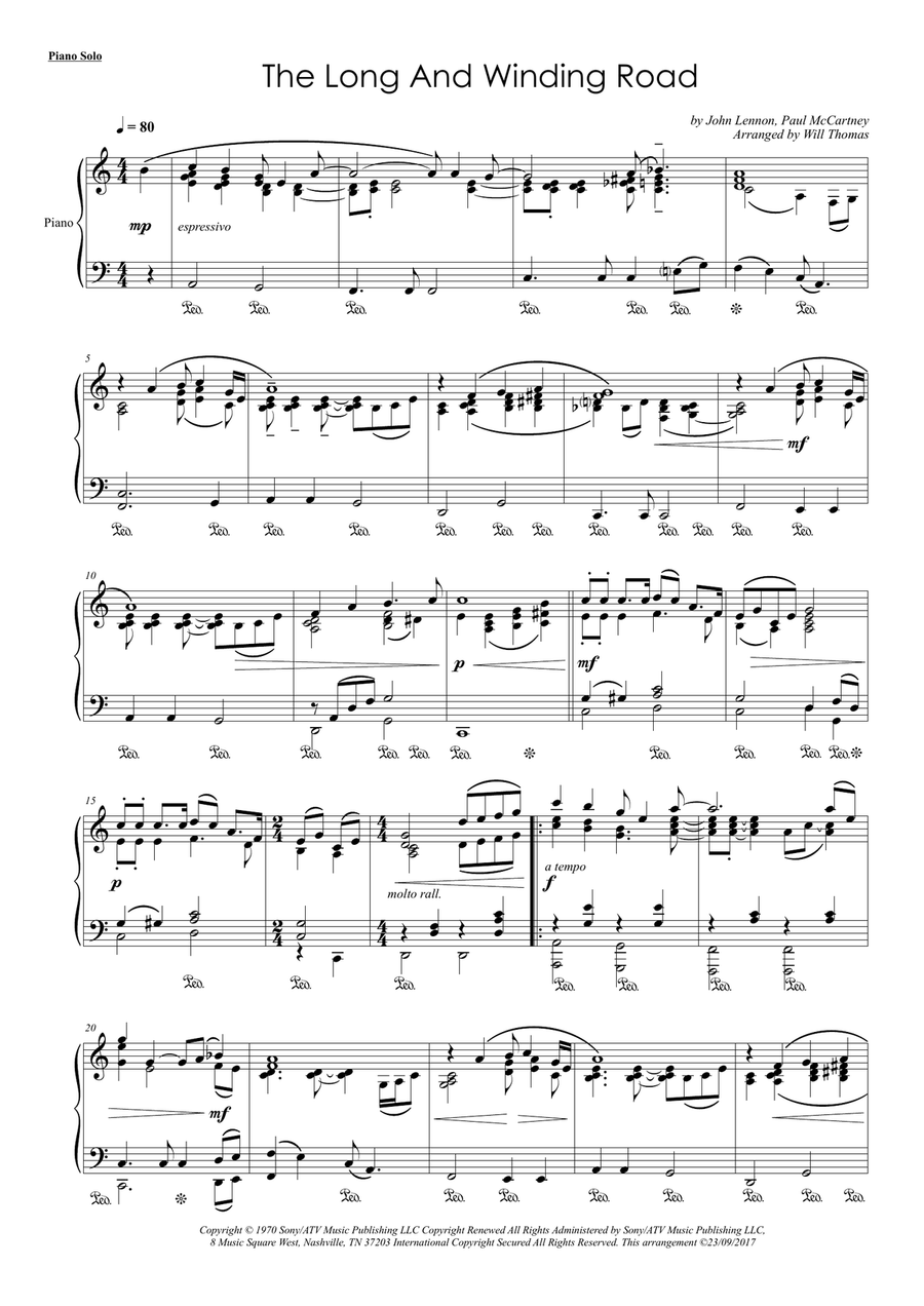 The Long And Winding Road Piano Solo scores gallery preview page 1