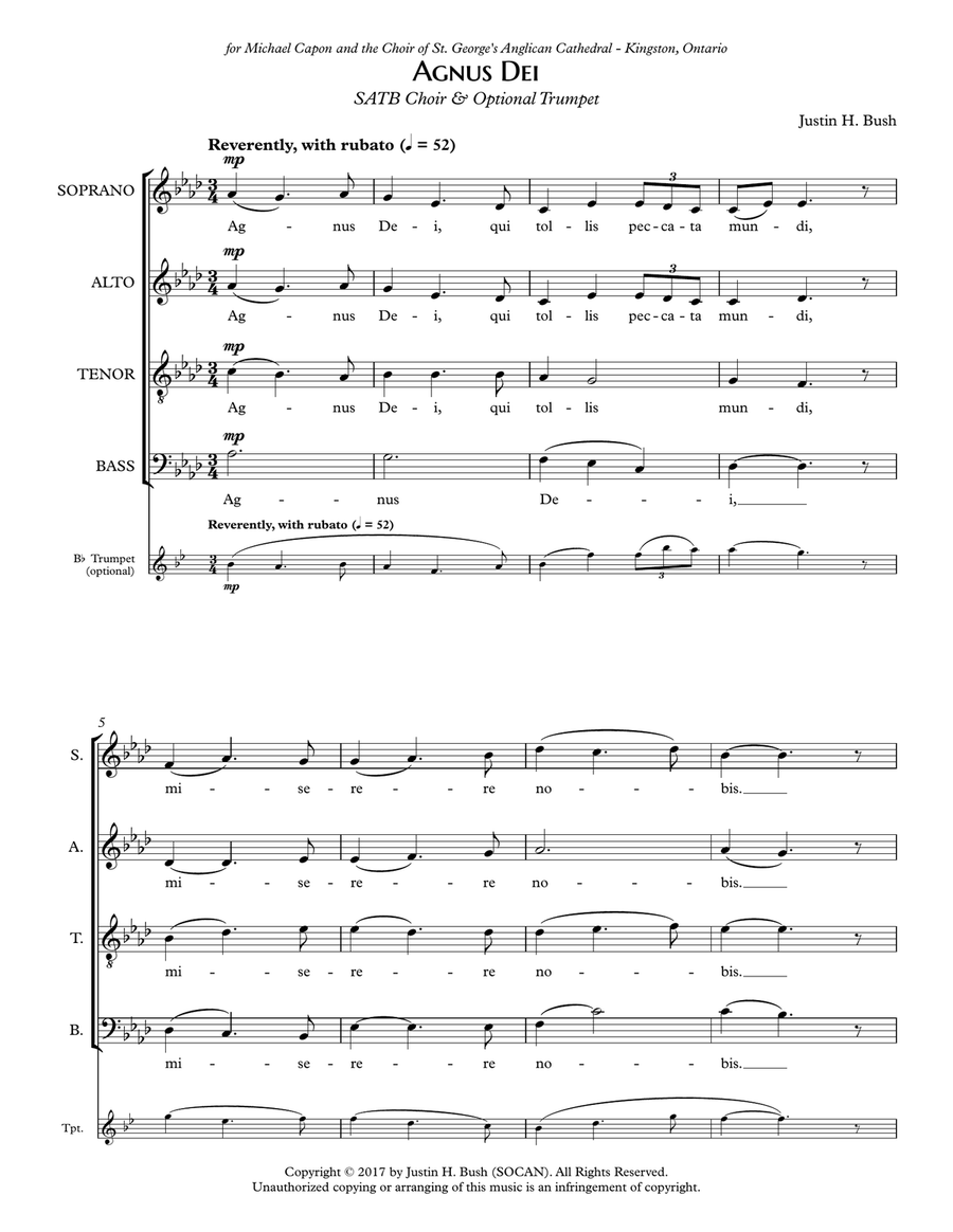 Agnus Dei for SATB Choir Agnus Dei for SATB Choir 4-Part scores gallery preview page 3