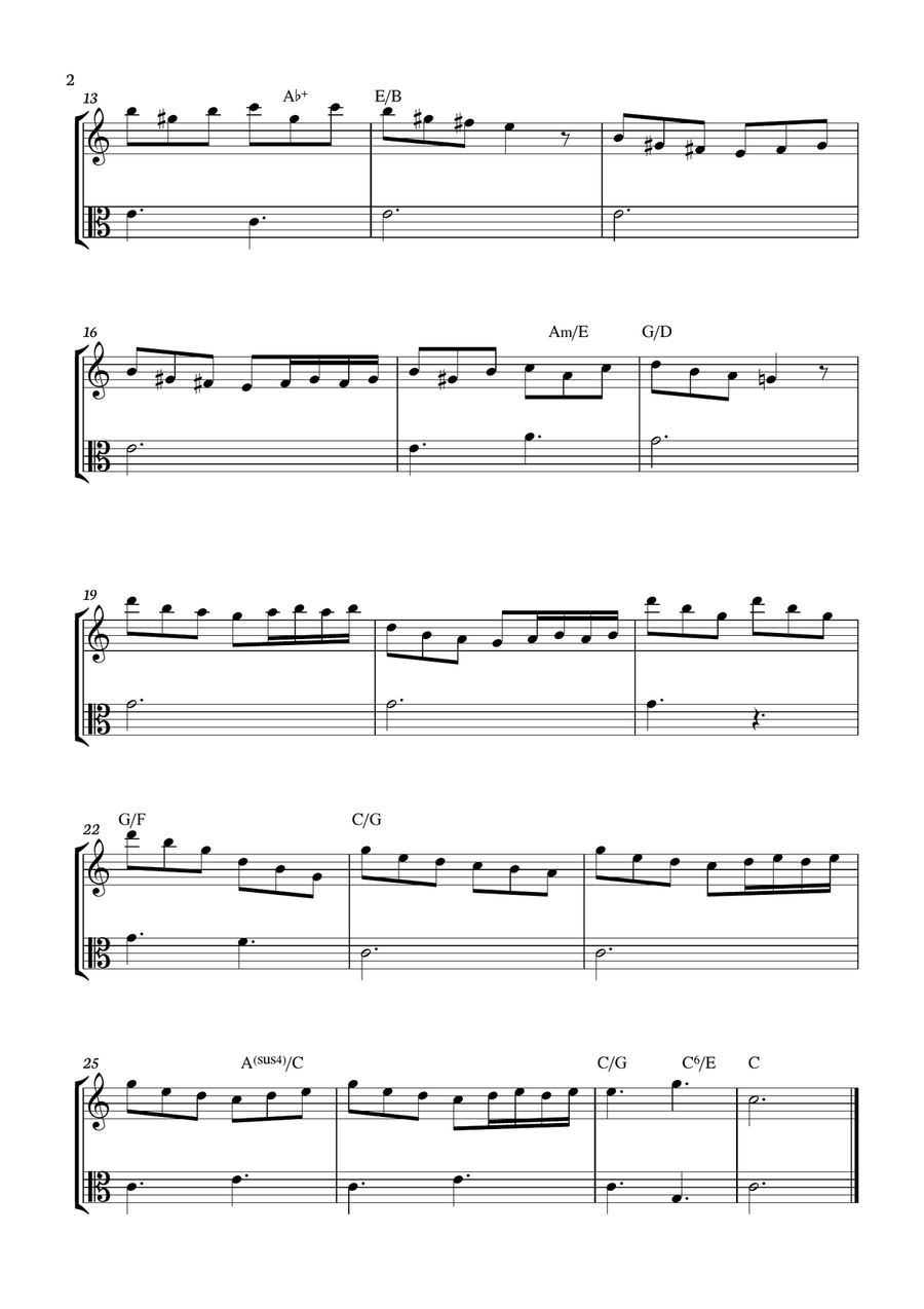E. Grieg - Morning Mood - Peer Gynt Suite No. 1, Op. 46: for viola and violin duet with chords String Duet scores gallery preview page 2