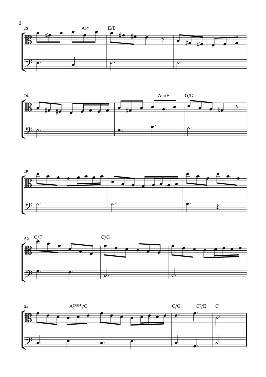 E. Grieg - Morning Mood - Peer Gynt Suite No. 1, Op. 46: for viola and Cello duet with chords String Duet scores gallery preview page 2