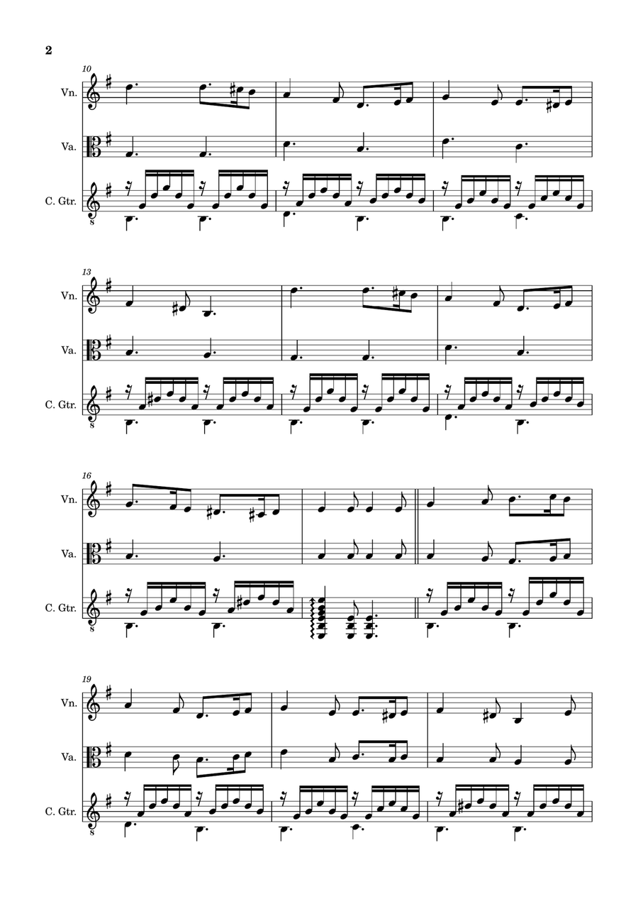 Greensleeves - Violin, Viola and Guitar. Score and Parts. Small Ensemble scores gallery preview page 2