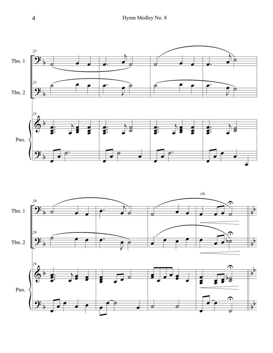 Hymn Medley No. 8 (Trombone Duet with Piano Accompaniment) Trombone Duet scores gallery preview page 4