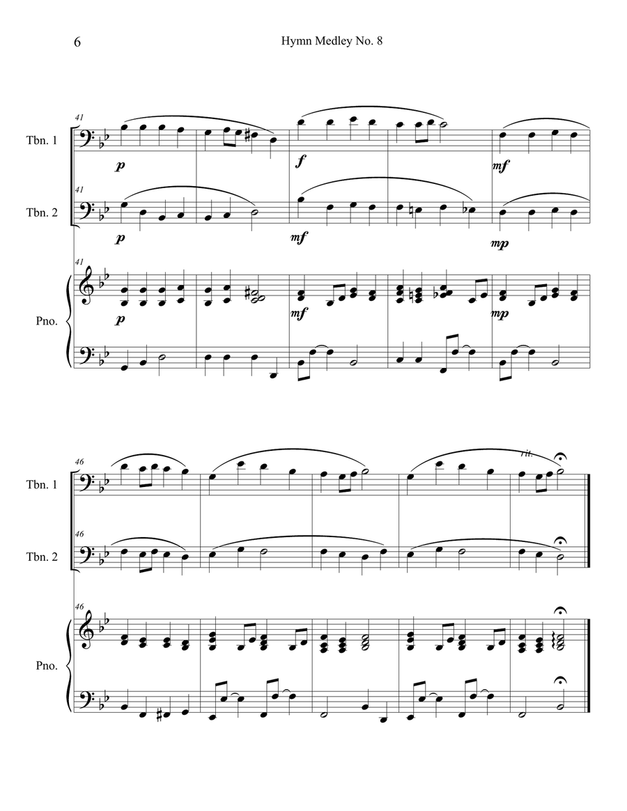 Hymn Medley No. 8 (Trombone Duet with Piano Accompaniment) Trombone Duet scores gallery preview page 6