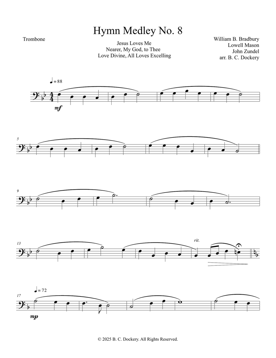 Hymn Medley No. 8 (Trombone Solo) Trombone Solo scores gallery preview page 1