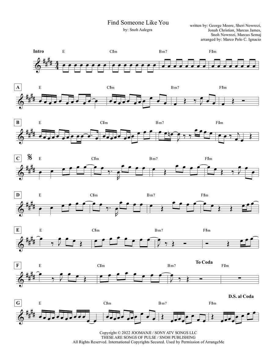 Find Someone Like You Find Someone Like You Piano scores gallery preview page 1