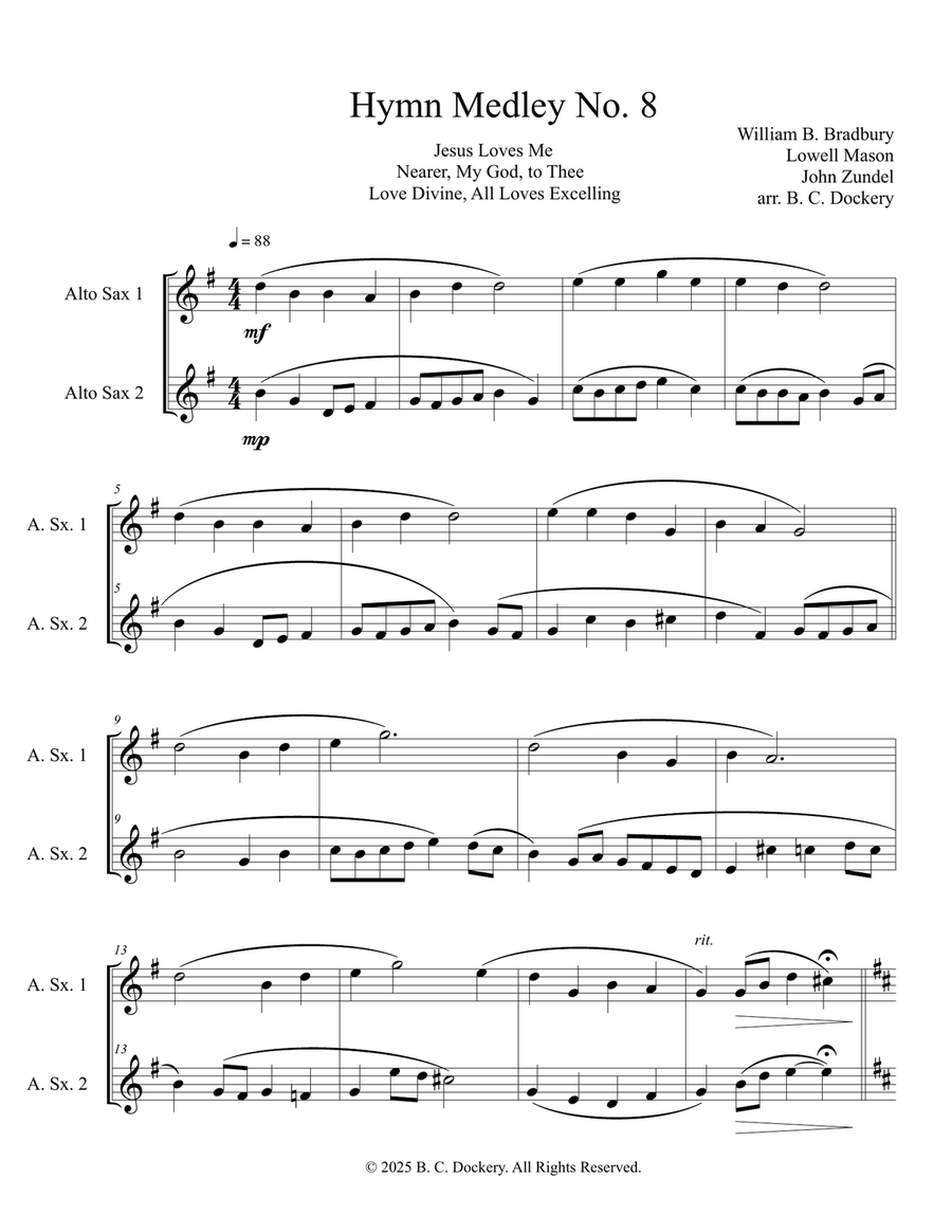 Hymn Medley No. 8 (Alto Sax Duet) Woodwind Duet scores gallery preview page 1