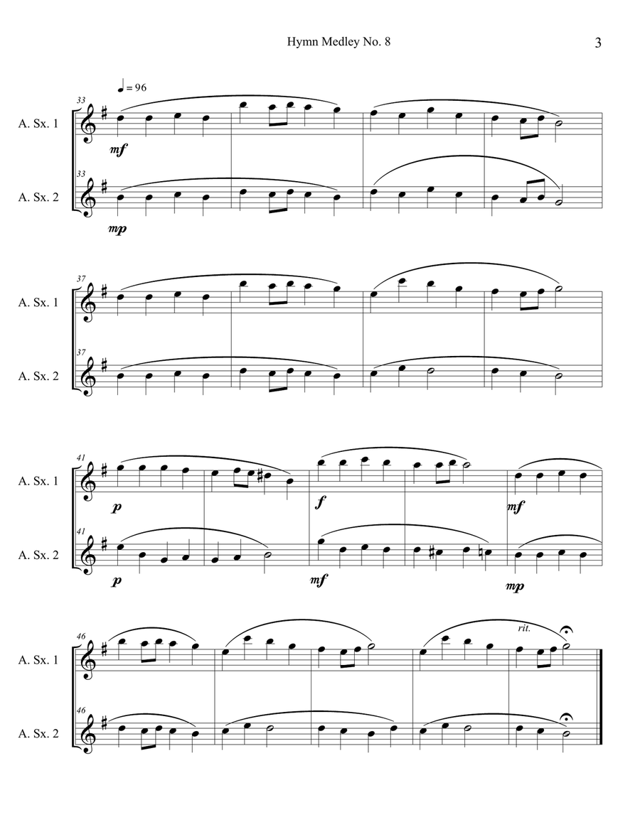 Hymn Medley No. 8 (Alto Sax Duet) Woodwind Duet scores gallery preview page 3